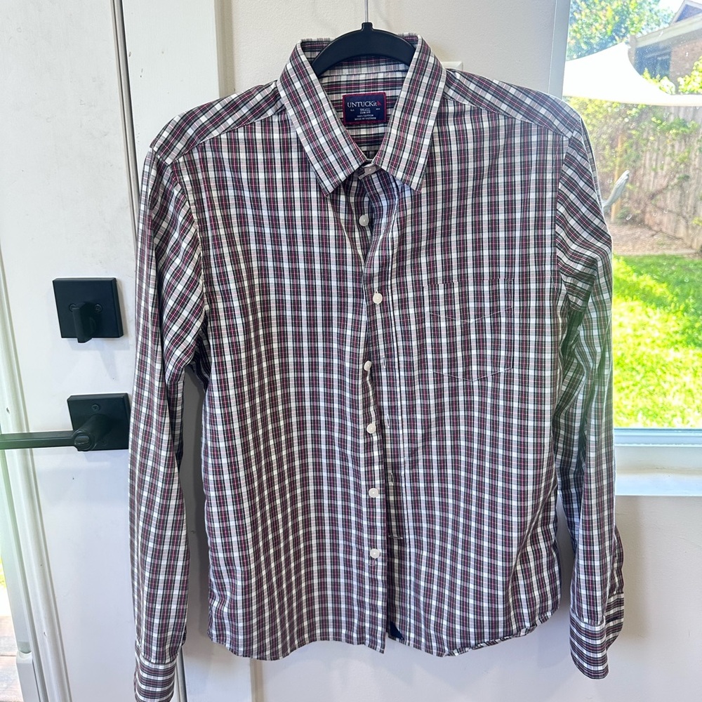 Untuckit Men's Red White Shirt Small Slim